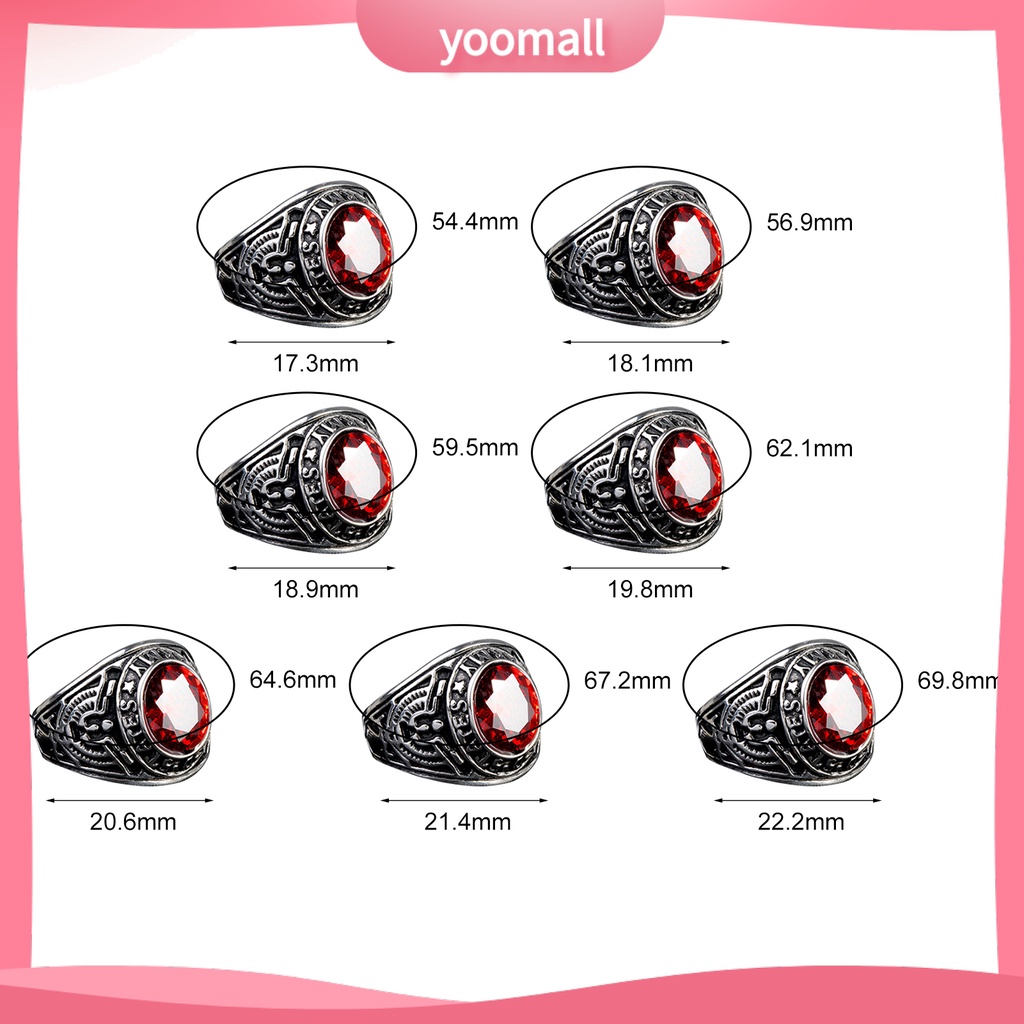 Nhẫn Đính Đá Hình Oval Phong Cách Punk Cổ Điển