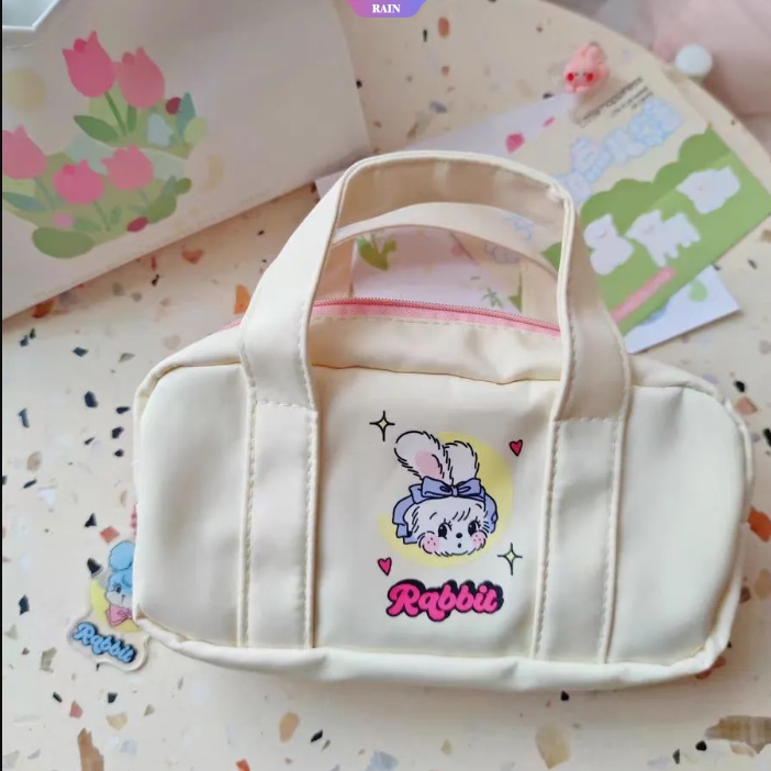 Túi Đựng Bút In Họa Tiết Thỏ Dễ Thương Sức Chứa Lớn Có Dây Kéo Cho Nữ
