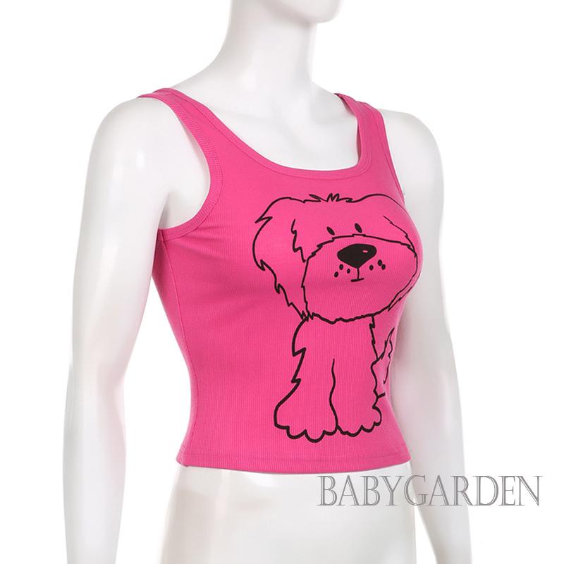 / / Áo Tank Top Không Tay In Hình Chú Chó Dễ Thương Thời Trang Mùa Hè Cho Nữ