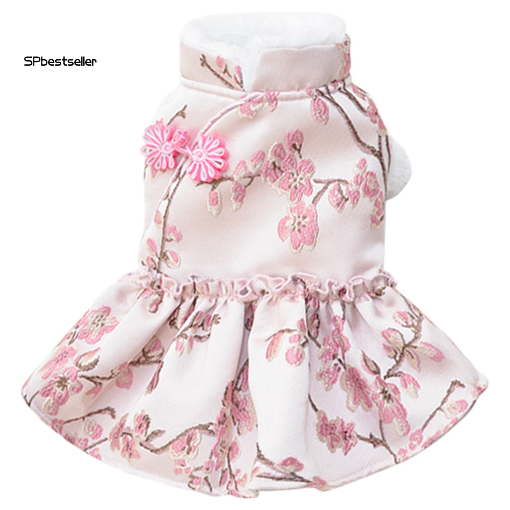 Đầm Mềm Mại Họa Tiết Hoa Mận Thời Trang Mùa Đông Cho Thú Cưng