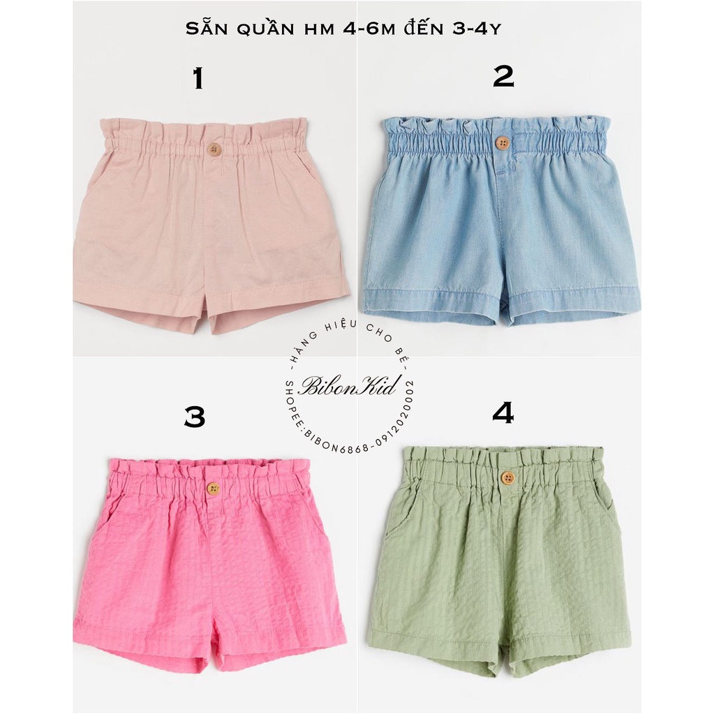 Quần short bé gái HM US/CHINA từ 4-6m đến 3-4y