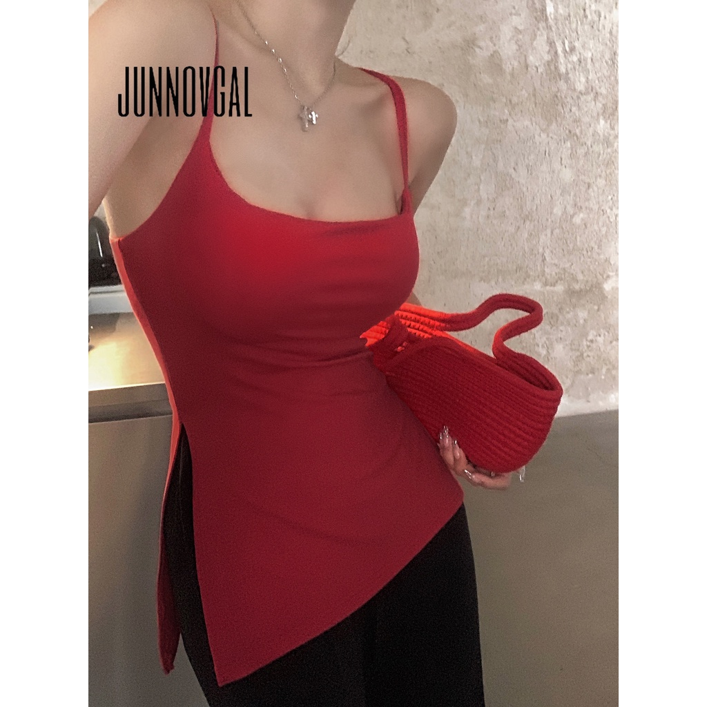 Áo nữ JUNNOVGAL không tay hai dây hở lưng có mút ngực sexy thời trang mới 2023
