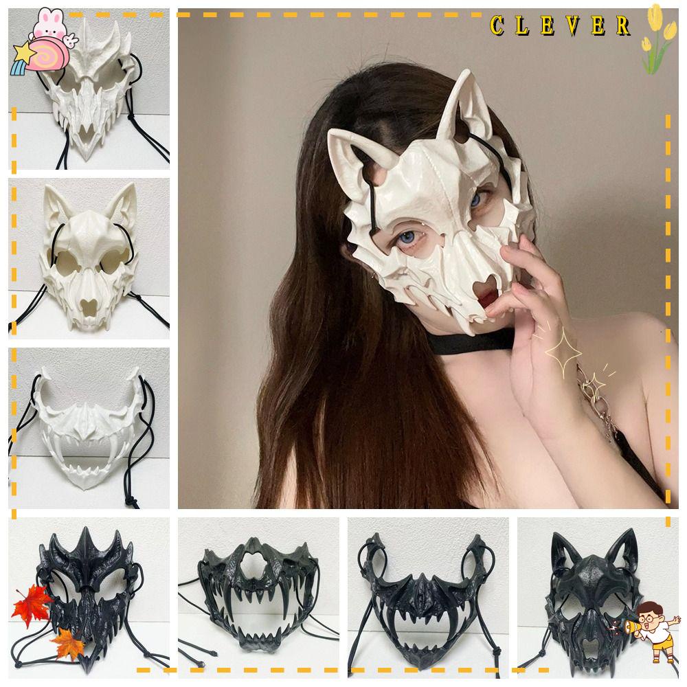 CLEVER Mặt Nạ Hóa Trang Nhân Vật Anime Nửa Mặt Hổ Bằng Nhựa Vui Nhộn Cho Halloween