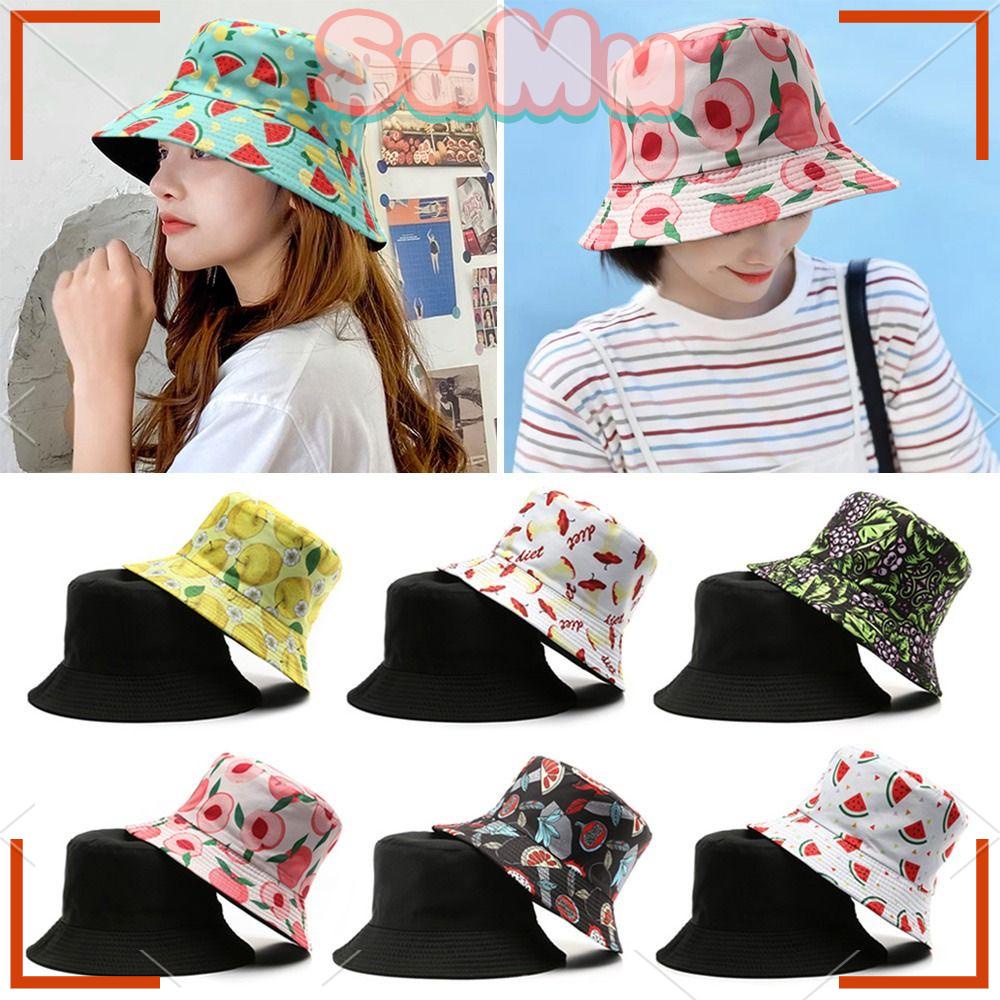 SUMU Nón Tai Bèo Hai Mặt Họa Tiết Trái Cây Dễ Thương Xinh Xắn