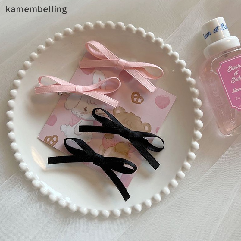 Set 2 Kẹp Tóc Nơ Viền Mềm Phong Cách Hàn Quốc Cho Nữ