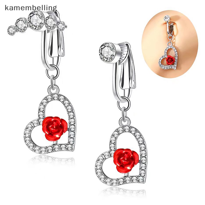 Khuyên Rốn Đính Đá Zircon Hình Hoa Hồng Thời Trang Cho Nữ