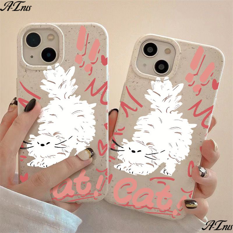Ốp Điện Thoại Dẻo Màu Hồng Họa Tiết Chú Mèo Dễ Thương Chống Sốc Cho iPhone12plus 7 14pro 5BMI 11813