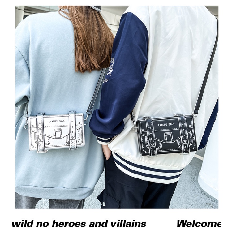 Túi Đeo Chéo Vai Dạng Hộp Vuông In Họa Tiết Cá Tính