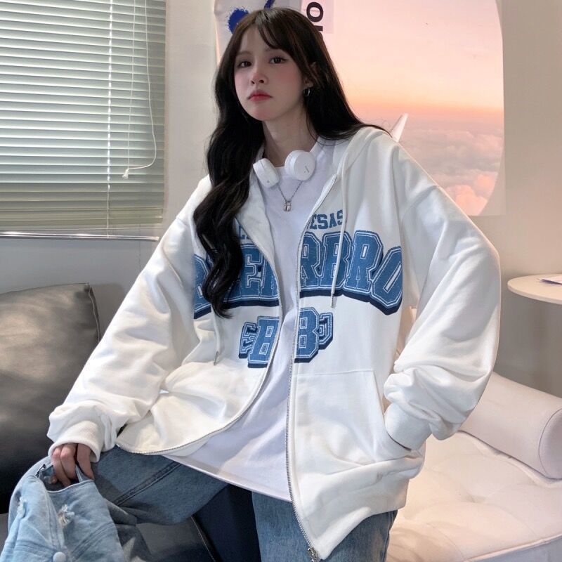 Áo Khoác Hoodie Dáng Rộng Thời Trang Phong Cách Hàn Quốc Cho Nữ