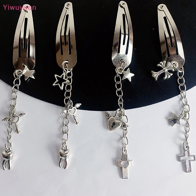 Kẹp Tóc Hình Thánh Giá Bằng Kim Loại Phong Cách Punk Hiphop Yiwuyuan > Y2K Mới 2023