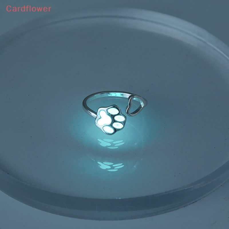 < Cardflower > Nhẫn Dạ Quang Dạng Mở Hình Chân Mèo Sáng Tạo Có Thể Điều Chỉnh Làm Quà Tặng Cho Cặp Đôi Nam Nữ Mới