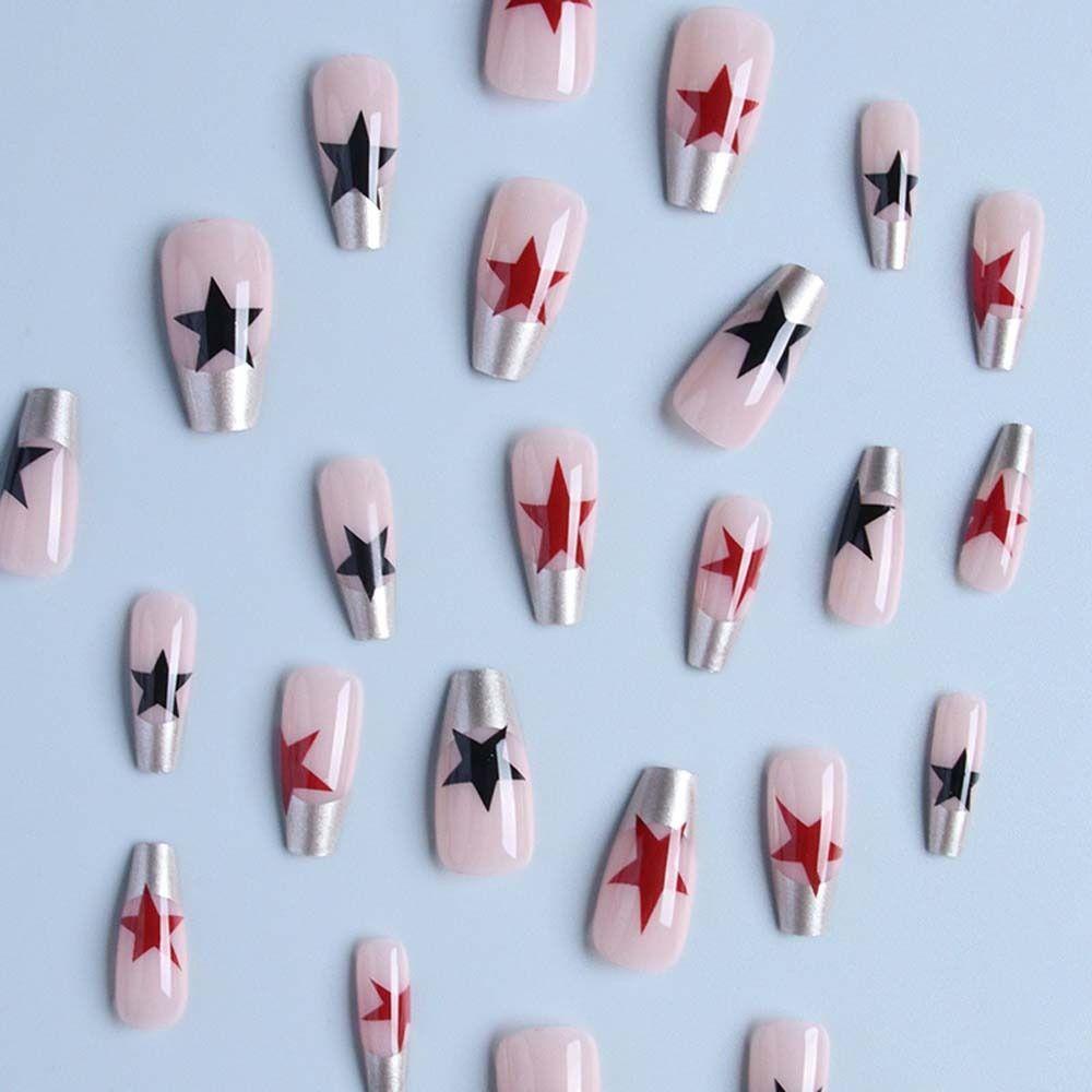 Bộ Móng Tay Giả Hình Ngôi Sao Dáng Dài Có Thể Tháo Rời Che Phủ Toàn Diện DIY Dành Cho Nữ / Bé Gái