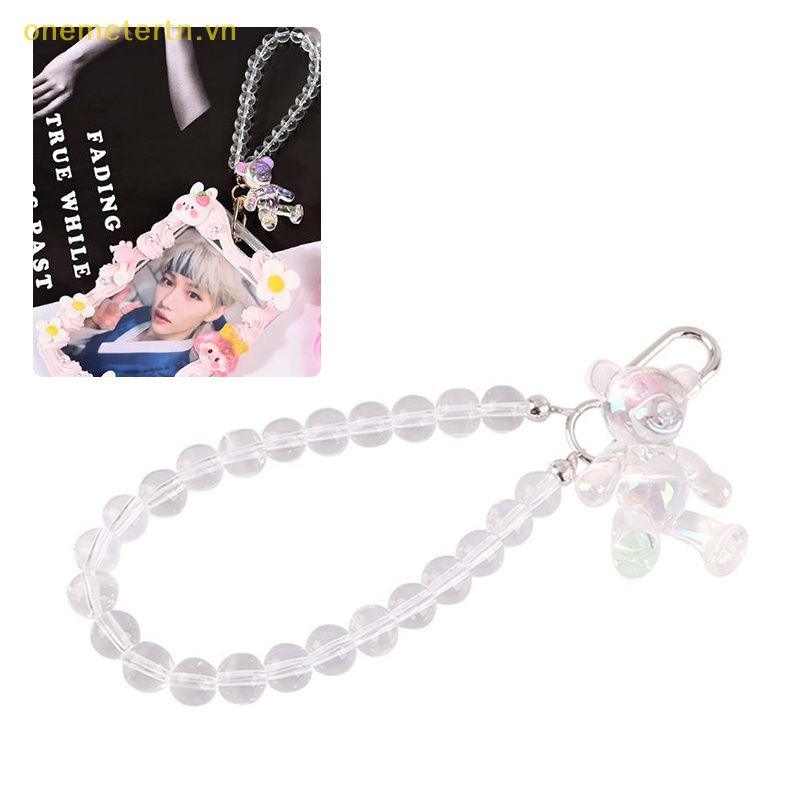 Onemetertn Móc Khóa Hình Gấu Ngồi Bằng Kim Loại Pha Lê Laser Dễ Thương