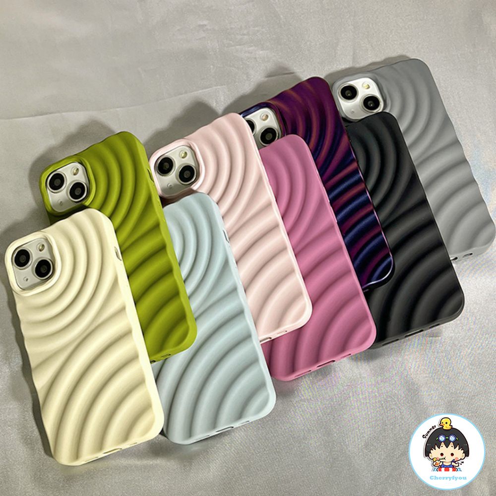 Ốp Điện Thoại TPU Mềm Chống Sốc Màu Trơn Họa Tiết Lượn Sóng Cho IPhone 14 13 12 11 Pro Max X XR