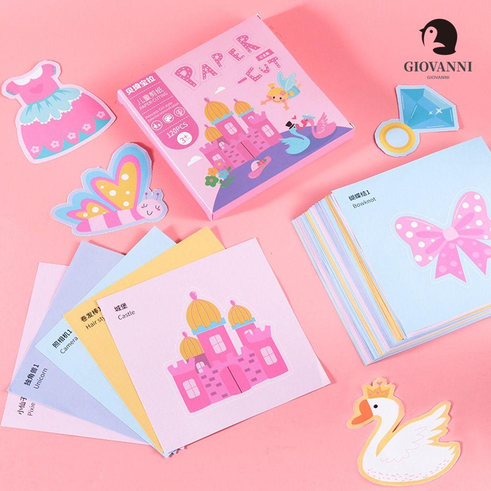 Set 120 Món Đồ Chơi Cắt Giấy Thủ Công DIY Hình Động Vật Hoạt Hình Cho Bé