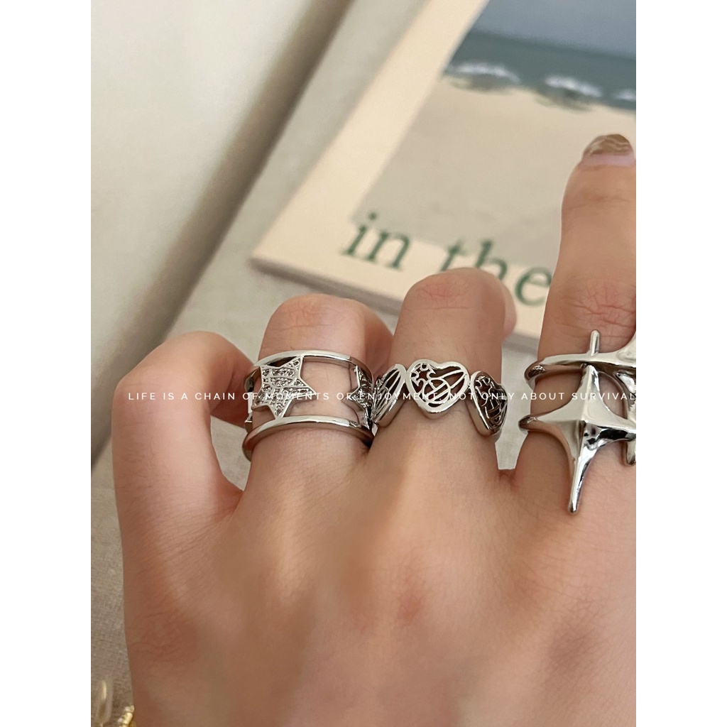 Siêu Ngầu! Nhẫn Hình Ngôi Sao Tình Yêu Phong Cách Ngọt Ngào Cá Tính