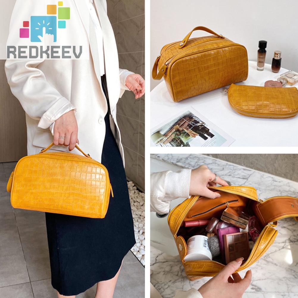 Set 2 Túi Đựng Mỹ Phẩm Bằng PU Sức Chứa Lớn Tiện Dụng Cho Nữ