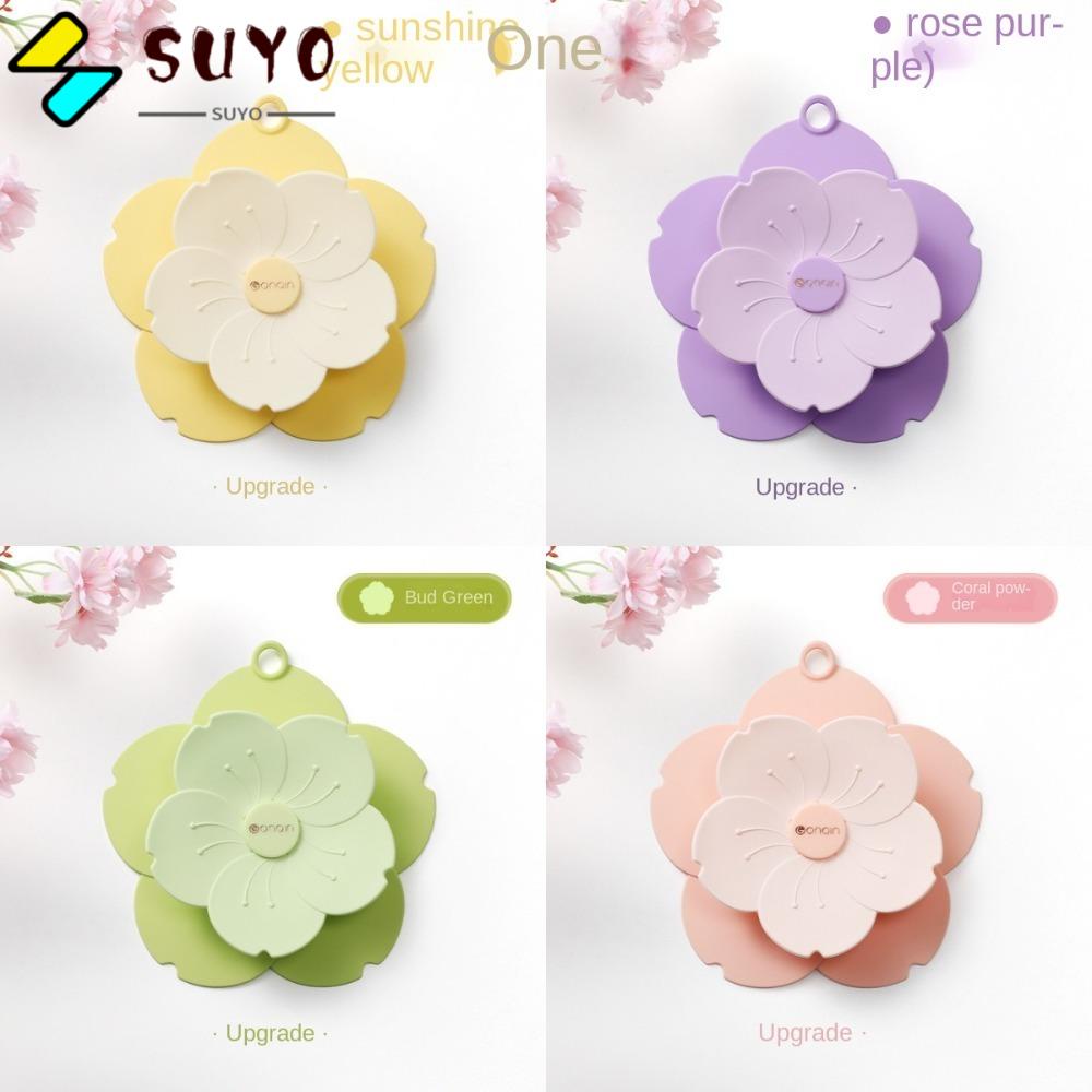 Nắp Đậy Cống Thoát Nước Bồn Rửa Chén Bằng Silicone Họa Tiết Hoa Dễ Lắp Đặt Màu Vàng Hồng Xanh Lá Tím