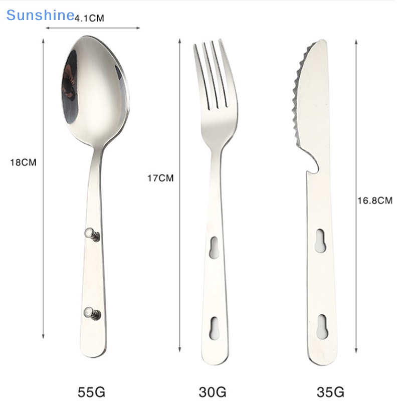 Bộ 3 Món Muỗng Nĩa Bằng Thép Không Gỉ Có Thể Gấp Gọn Tiện Dụng