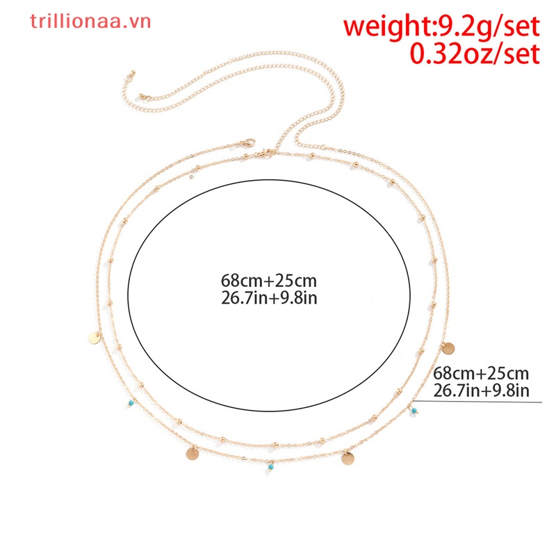 Chuỗi Dây Đeo Hông Nhiều Lớp Đính Hạt Phong Cách Boho Thời Trang Mùa Hè Cho Nữ