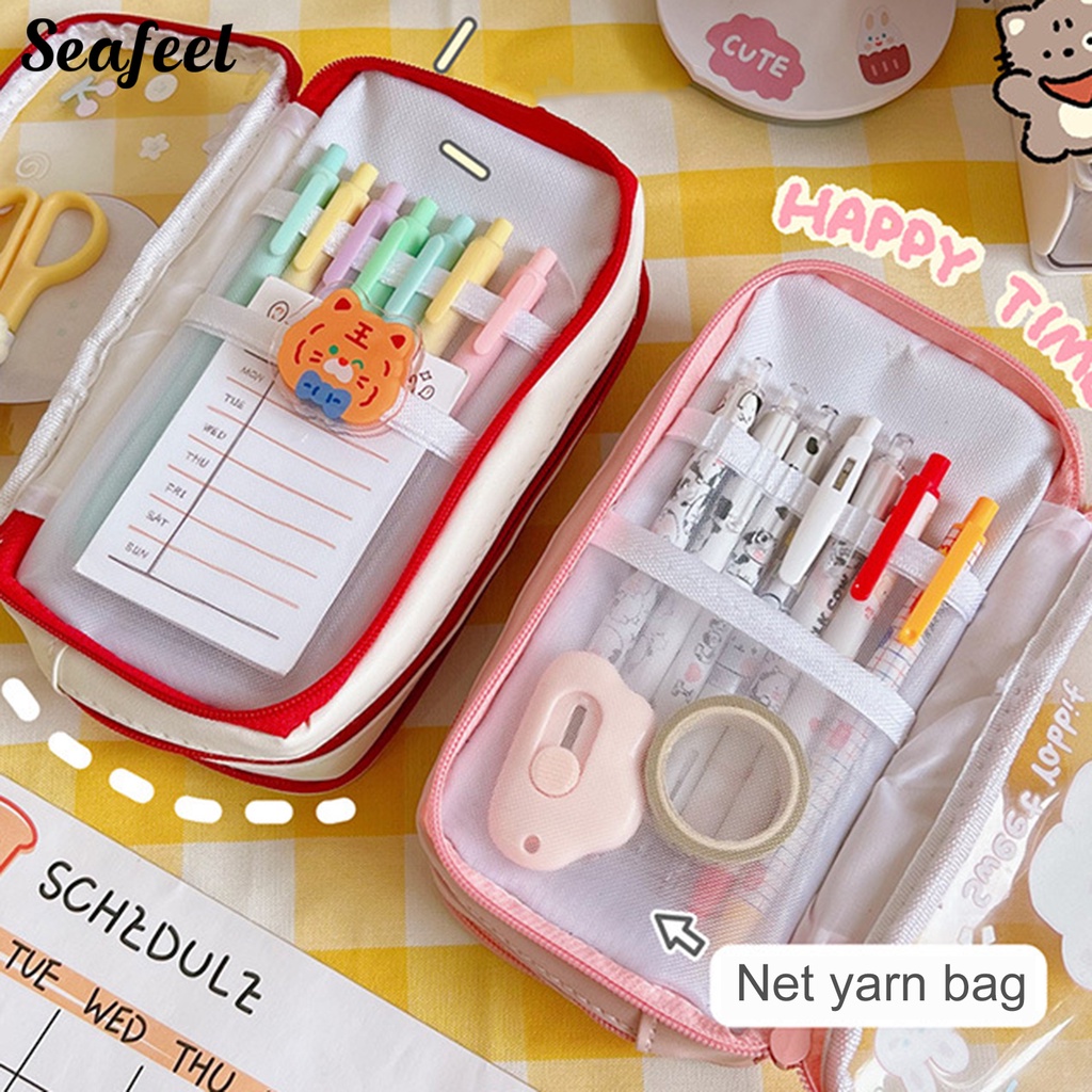 Túi Đựng Bút Bằng PVC Trong Suốt Chống Thấm Nước In Hoạt Hình Dễ Thương Cho Học Sinh