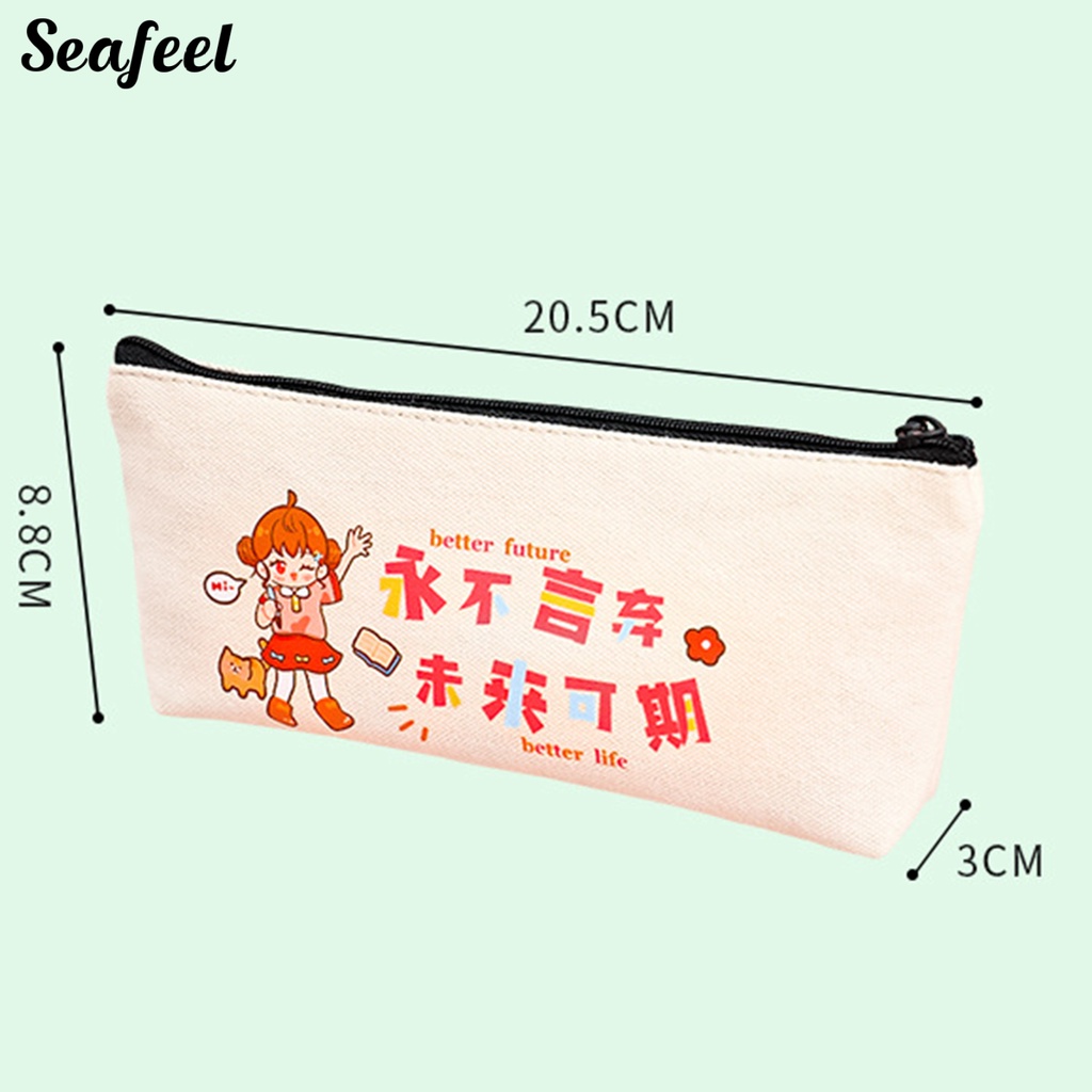 Túi Đựng Bút Có Khóa Kéo Họa Tiết Hoạt Hình Dễ Thương