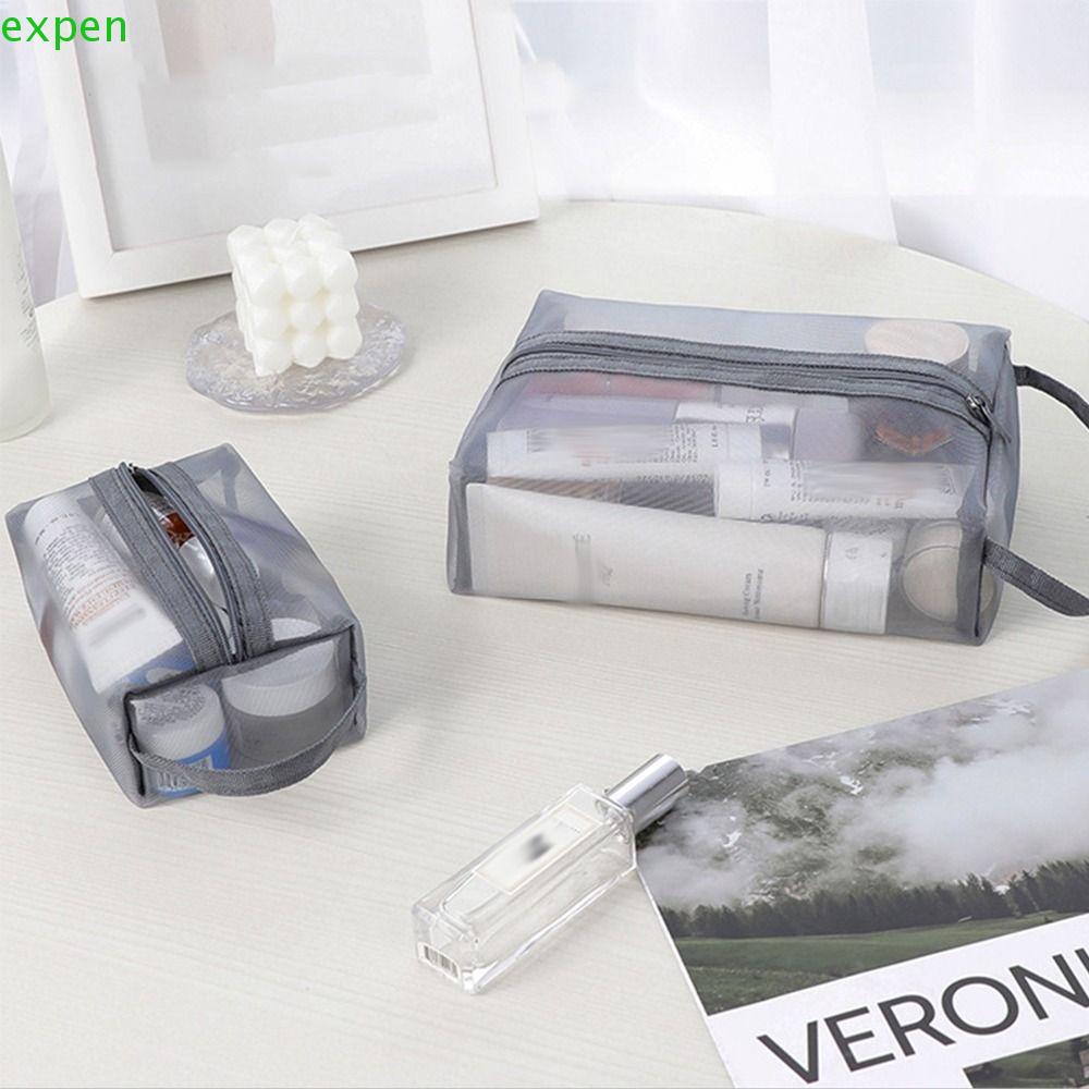 EXPEN Túi Lưới Đựng Mỹ Phẩm Có Khóa Kéo Thời Trang Cho Nam Nữ
