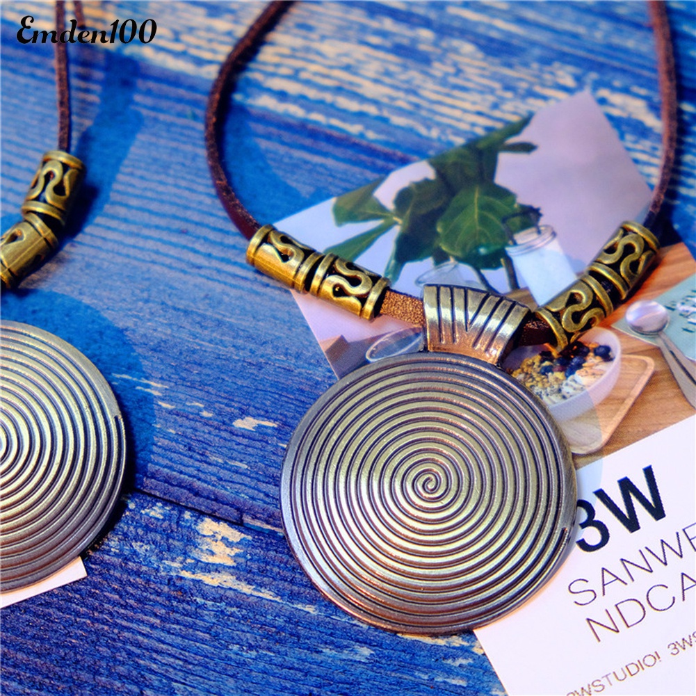 Vòng cổ Giả Da Mặt Tròn Phong Cách Vintage Thời Trang