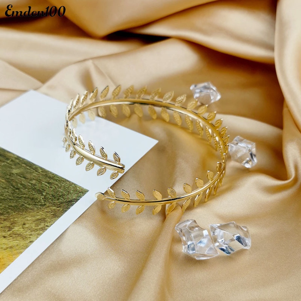 Vòng Đeo Cánh Tay Dạng Mở Mạ Điện Họa Tiết Lông Vũ Kim Loại Phong Cách Punk Cổ Điển Thích Hợp Làm Quà Tặng Cho Nữ