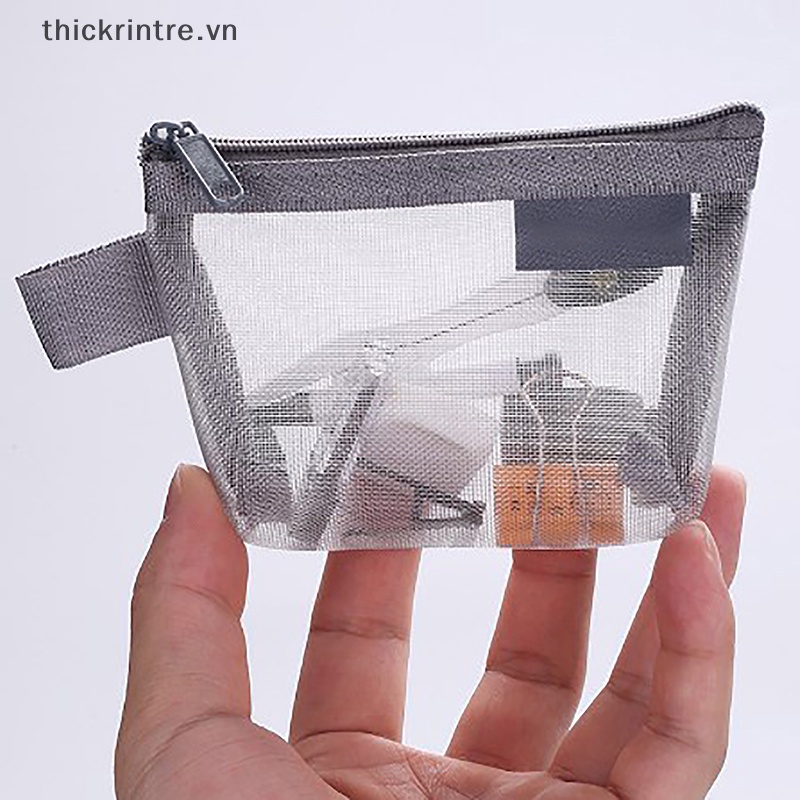 Túi Lưới Nylon Trong Suốt Đựng Mỹ Phẩm / Trang Sức / Thẻ Ngân Hàng Có Khóa Kéo Tiện Lợi
