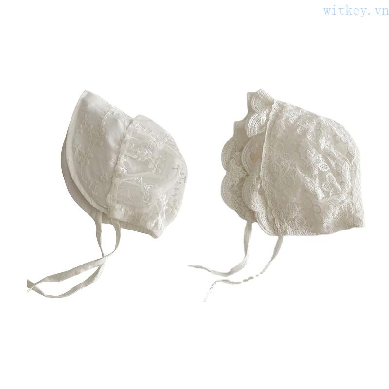 Mũ Trùm Đầu Bằng Cotton Phối Ren Thoáng Khí Thoải Mái Cho Bé Gái 4-18 Tháng Tuổi