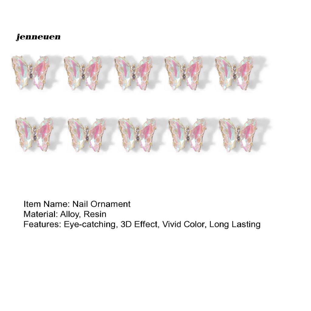 Set 10 Phụ Kiện Trang Trí Móng Tay Nghệ Thuật Hình Bướm Xinh Xắn