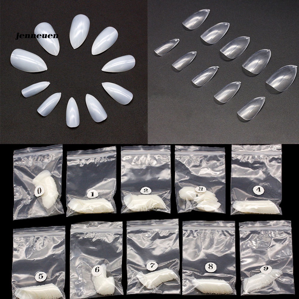 Bộ 500 Móng Tay Giả Đầu Nhọn Acrylic Toàn Diện DIY