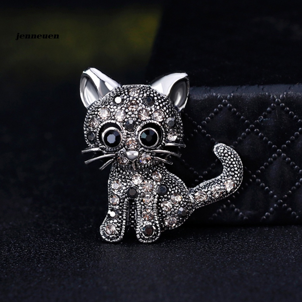 Ghim Cài Áo Hình Mèo Đính Đá Đáng Yêu