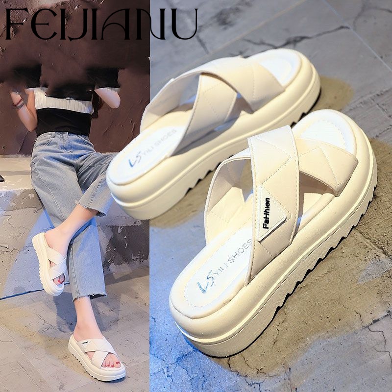 FEIJIANU Dép xỏ ngón dép kiểu nữ đi chơi dép bánh mì Thoải Mái Xinh Xắn 29Z23071804