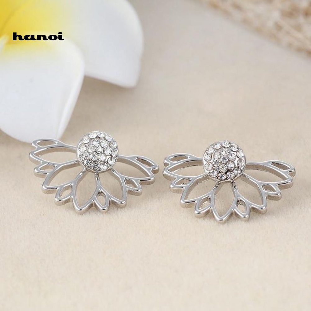 Đôi Khuyên Tai Kim Loại Đính Đá Màu Thời Trang Cho Nữ