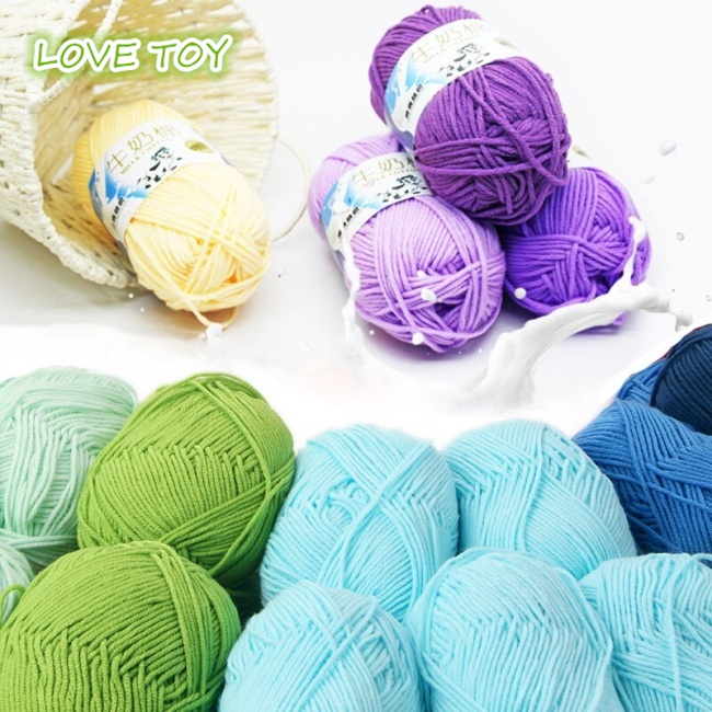 Cuộn Len Đan Sợi Cotton Sữa 50g Chất Lượng Cao