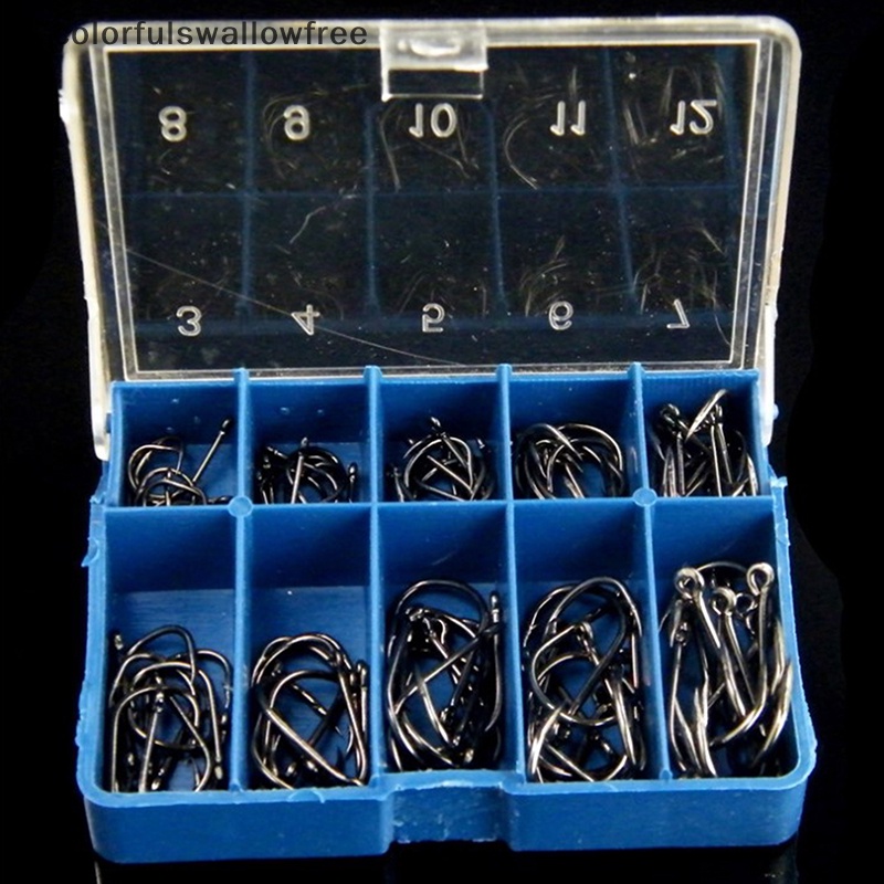 Bộ 100 Móc Câu Cá Bằng Thép Cacbon Nhiều Màu ABC