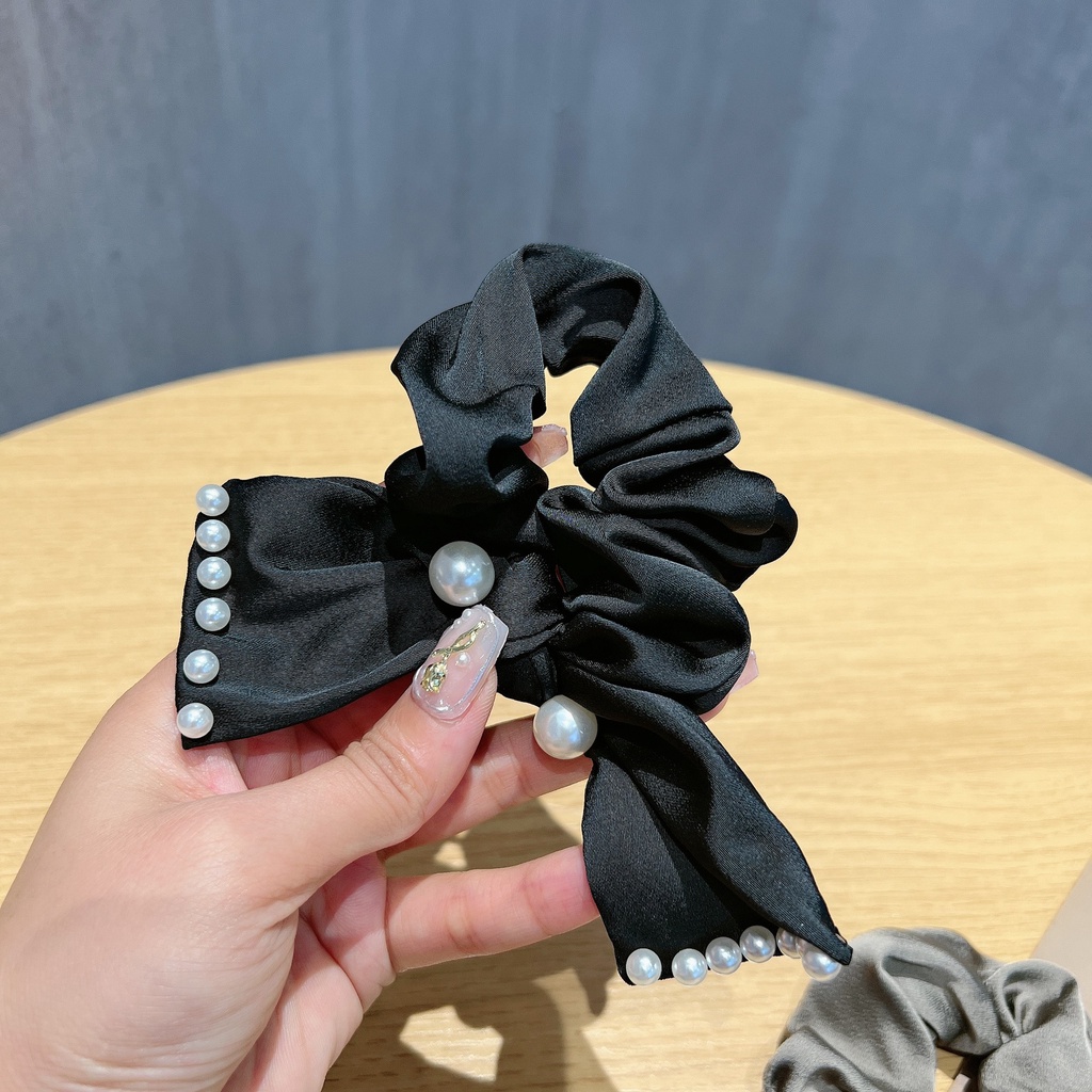 Dây Cột Tóc Đuôi Ngựa Hình Nơ Đính Ngọc Trai Nhân Tạo Thời Trang Năm 2023