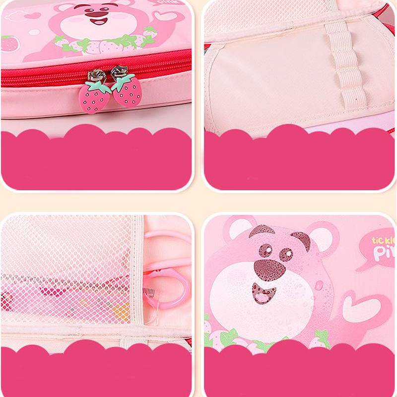 DISNEY Túi Đựng Bút Đa Năng Cỡ Lớn In Hoạt Hình Gấu / Dâu Tây Dễ Thương Cho Học Sinh