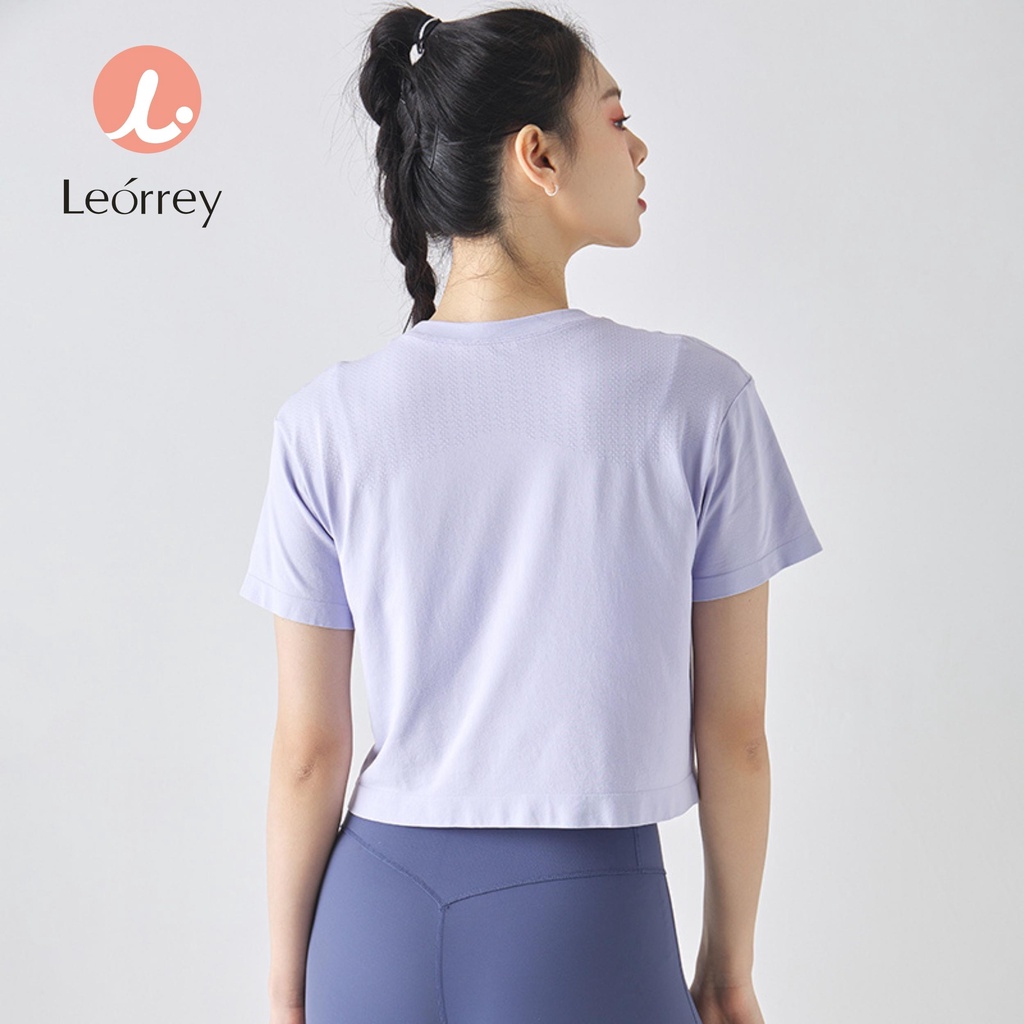 Leorrey Áo Thể Thao Áo Thun Thể Thao Áo Tập Thể Dục Yoga Cánh Hoa Rỗng Thoáng Khí Và Thấm Mồ Hôi Áo Thun Ngắn Tay Áo Nỉ