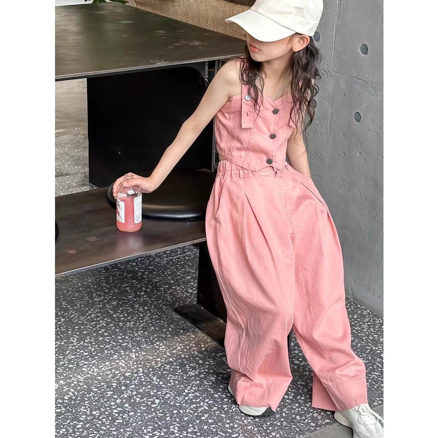 Bộ Áo Denim Hai Dây + Quần Dài Ống Đứng Phong Cách Hàn Quốc 2023 Cho Bé Gáihuhu01.vnhuhu01.vnhuhu01.vn