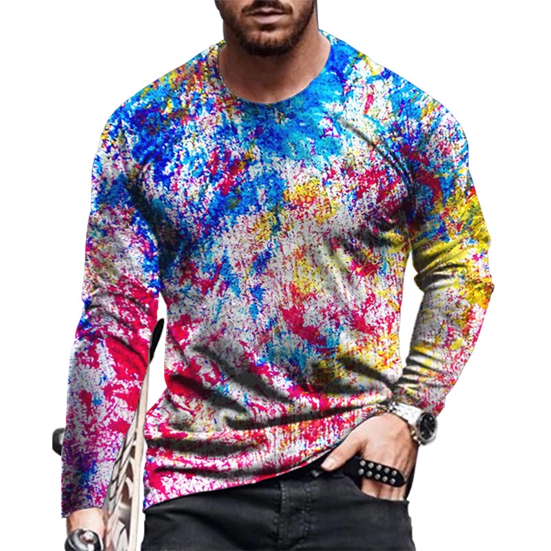 Màu Sắc Áo Thun Tay Dài In Họa Tiết graffiti 3d Phong Cách harajuku Thời Trang Cho Nam Và Nữ