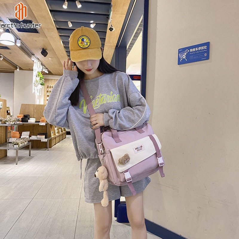 Arctic Hunter Ba Lô Vải canvas Thiết Kế Đơn Giản Phong Cách Hàn Quốc Xinh Xắn Cho Nữ