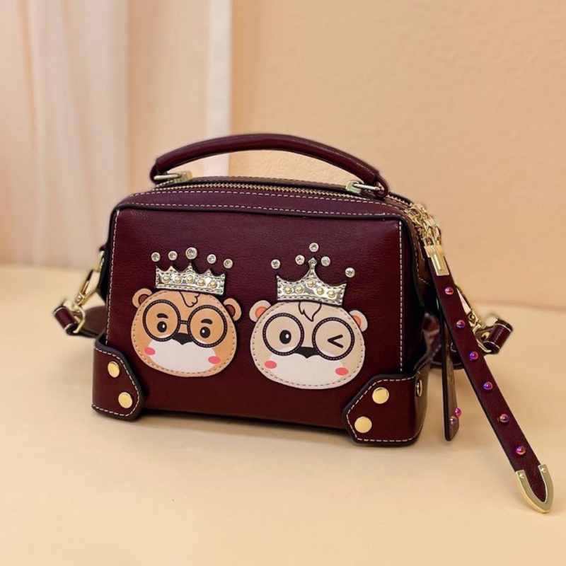 Túi Đeo Vai Boston Chính Hãng Họa Tiết Gấu Hoạt Hình Phong Cách Pháp Thời Trang Cho Nữ