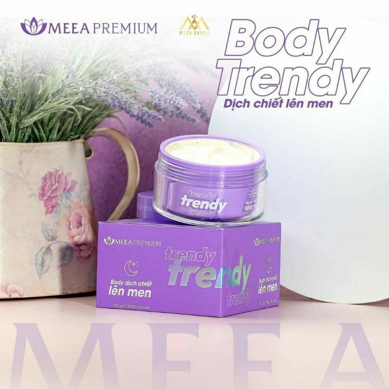 Kem body trendy tím MEEA nâng tone da, kem body trắng da toàn thân + Tặng Nước hoa