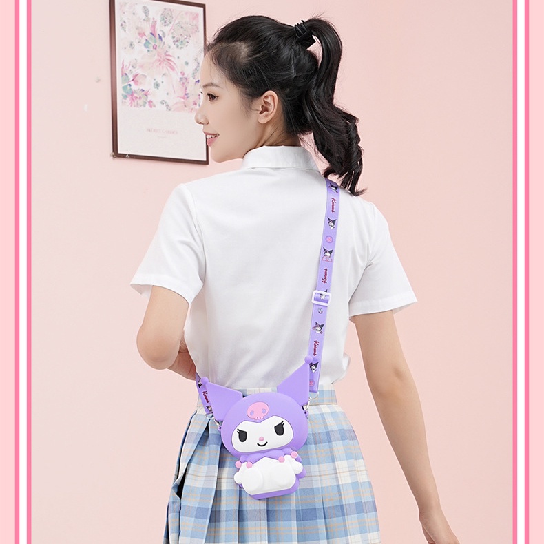 Túi Đeo Vai Bằng Silicon Hình Sanrio Kuromi My Melody 3D Dễ Thương Dành Cho Trẻ Em Và Người Lớn