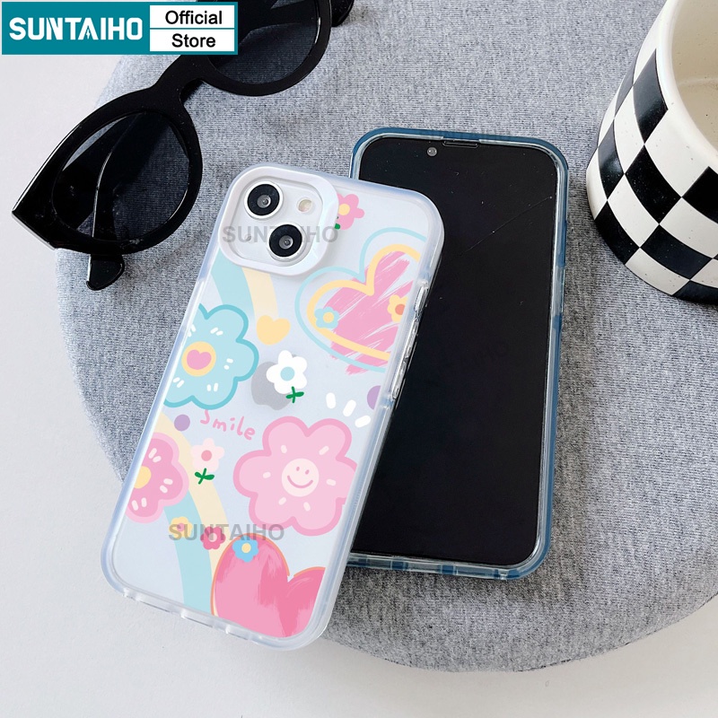 Suntaiho ốp lưng iphone Ốp Điện Thoại TPU Mềm Chống Sốc Trong Suốt In Hình Hoa Cho iphone 15 14 13 12 11 pro max ip 7 8 plus iphon x xs xr xsmax