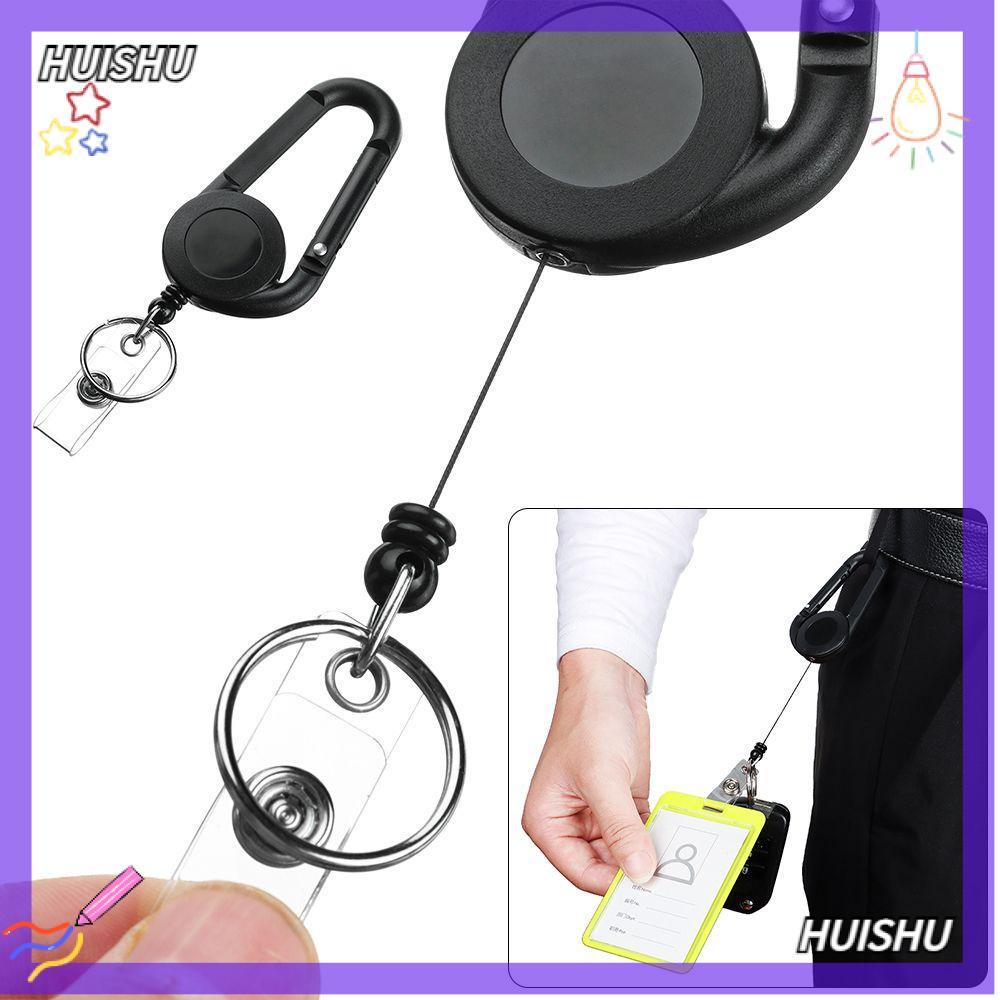 ✣HS✣ Black Color ID Card Holder Keychain Anti Lost Key Ring Badge Reel Clip New Retractable Mulitifunctional Belt Rope Lanyard Clip