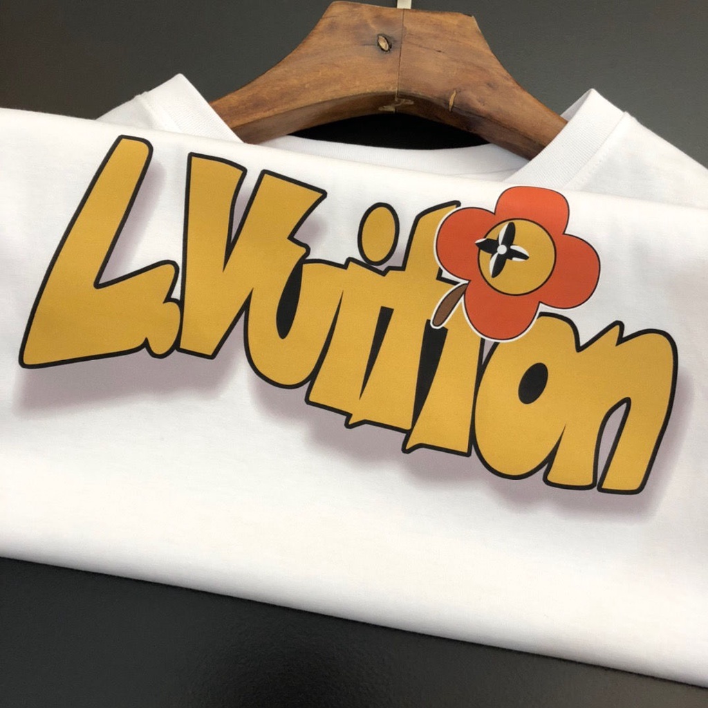 L Áo Thun cotton Trơn Tay Ngắn Cổ Tròn In Chữ Thời Trang Mùa Hè Cho Cặp Đôi